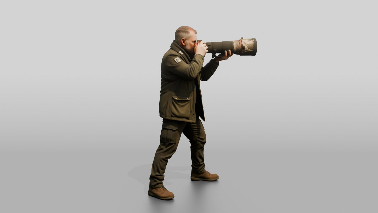 Man Photographing Wildlife with Camera