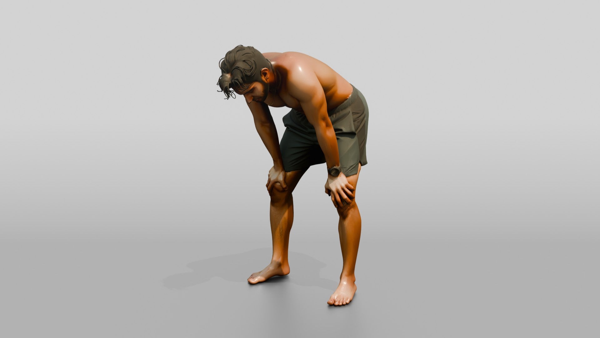Man Resting After Intense Workout