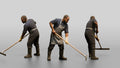 Kitchen Porter Squeegeeing the Floor