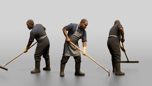 Kitchen Porter Squeegeeing the Floor