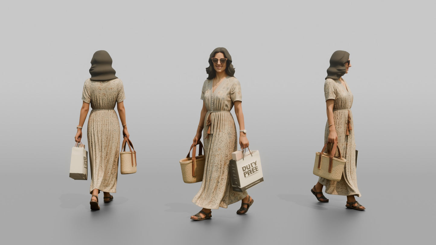 Vacationer Wearing Elegant Summer Maxi Dress And Sunglasses