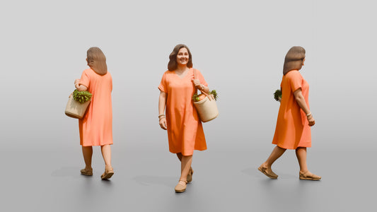 Middle-Aged Curvy Spanish Woman Carrying a Tote Bag