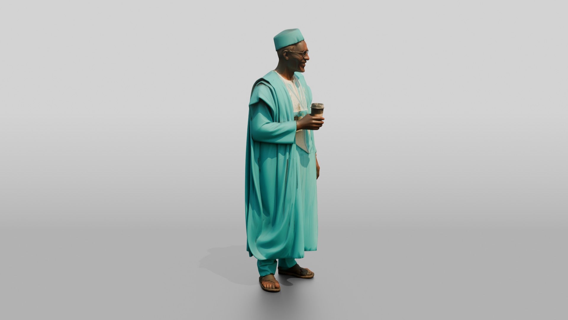 Elderly African Man in a Turquoise Grand Boubou