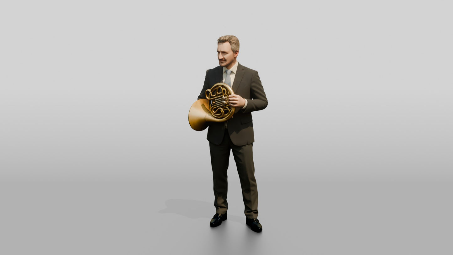 French Horn Player with Hand in Bell
