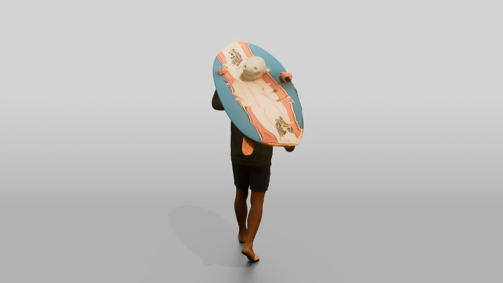 Man Lifting Surfboard Onto His Shoulder