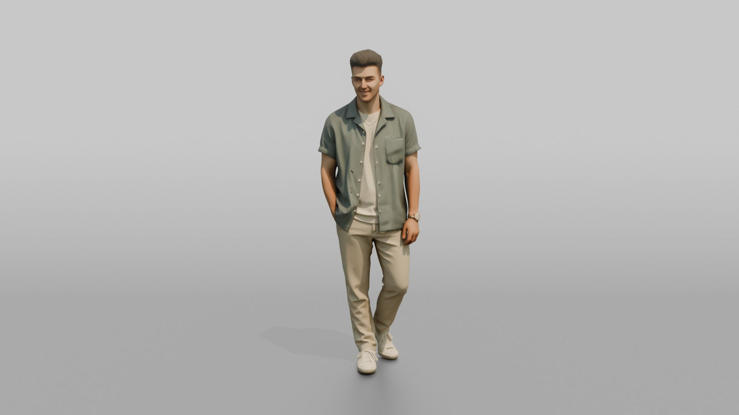 Man Posing in a Casual Linen Shirt