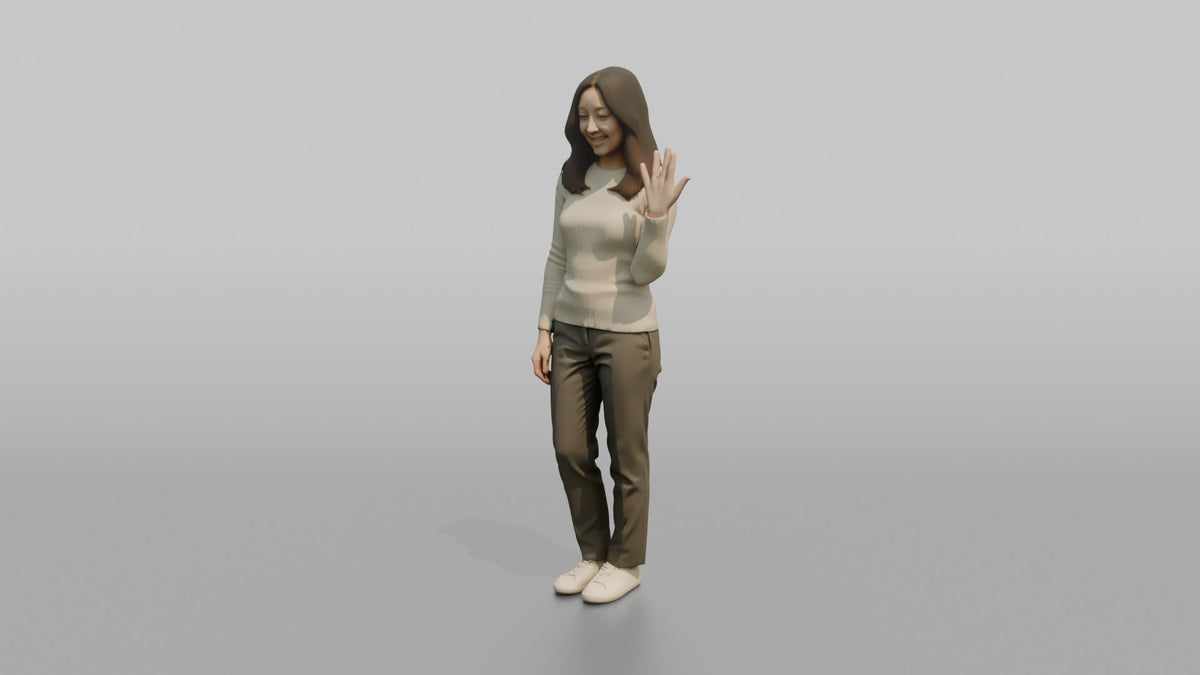 Woman Customer Trying On A Ring, Admiring Her Hand - 3D character model, view 4