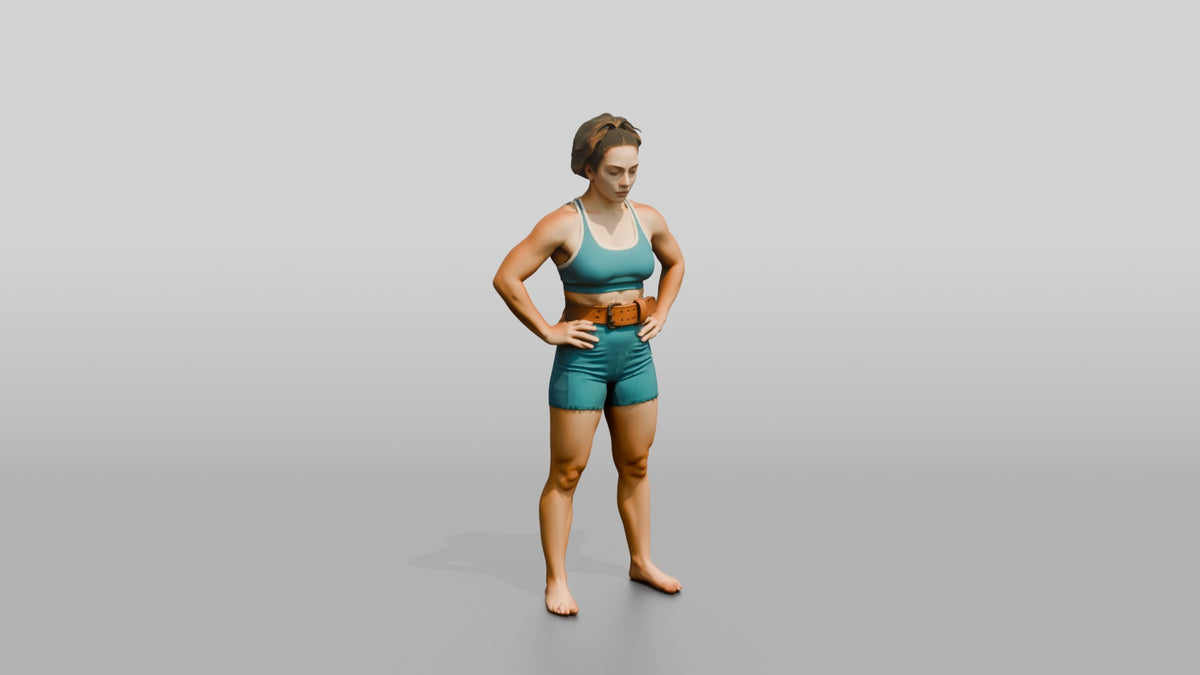 Woman Resting Hands on Hips - 3D character model, view 1