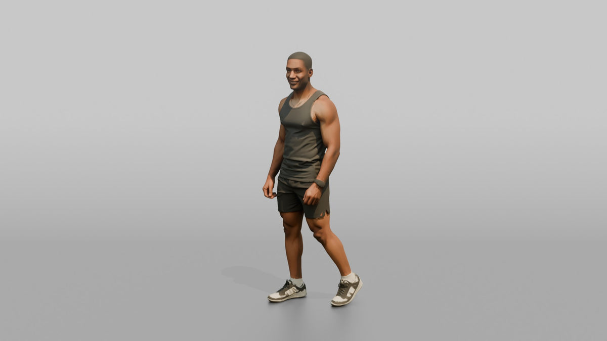 Fitness Influencer Man Standing Confidently, One Foot Forward - 3D character model, view 4