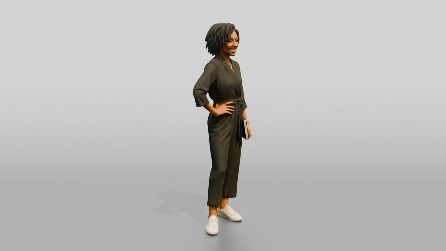 Woman with a Laptop and Hand on Hip