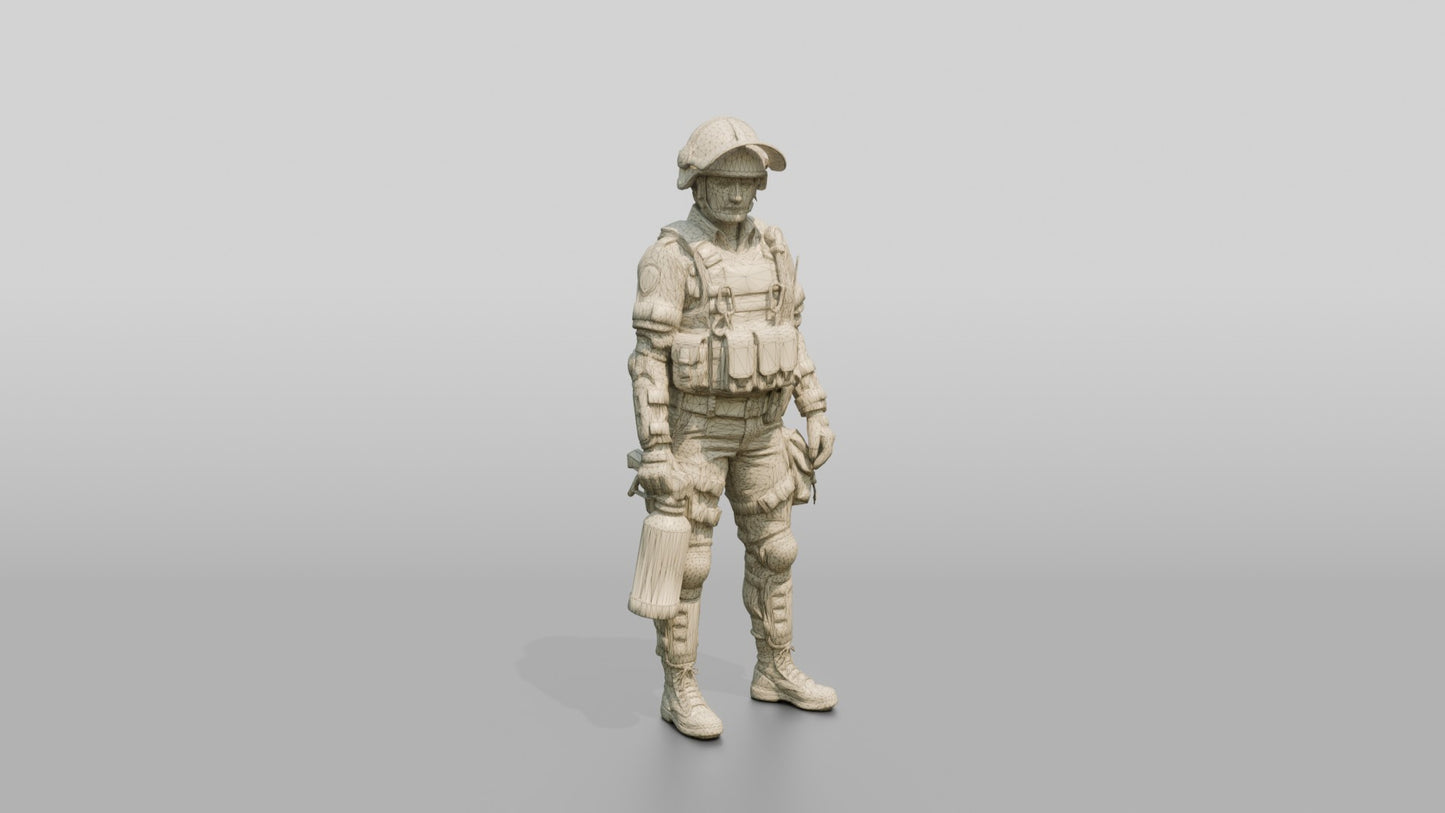 Riot Police Officer Bracing Shield