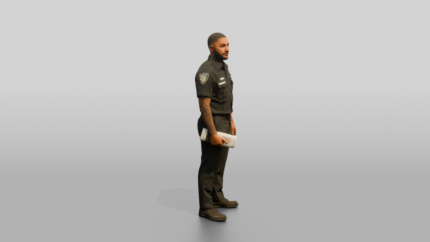 Police Officer with Paperwork Under His Arm