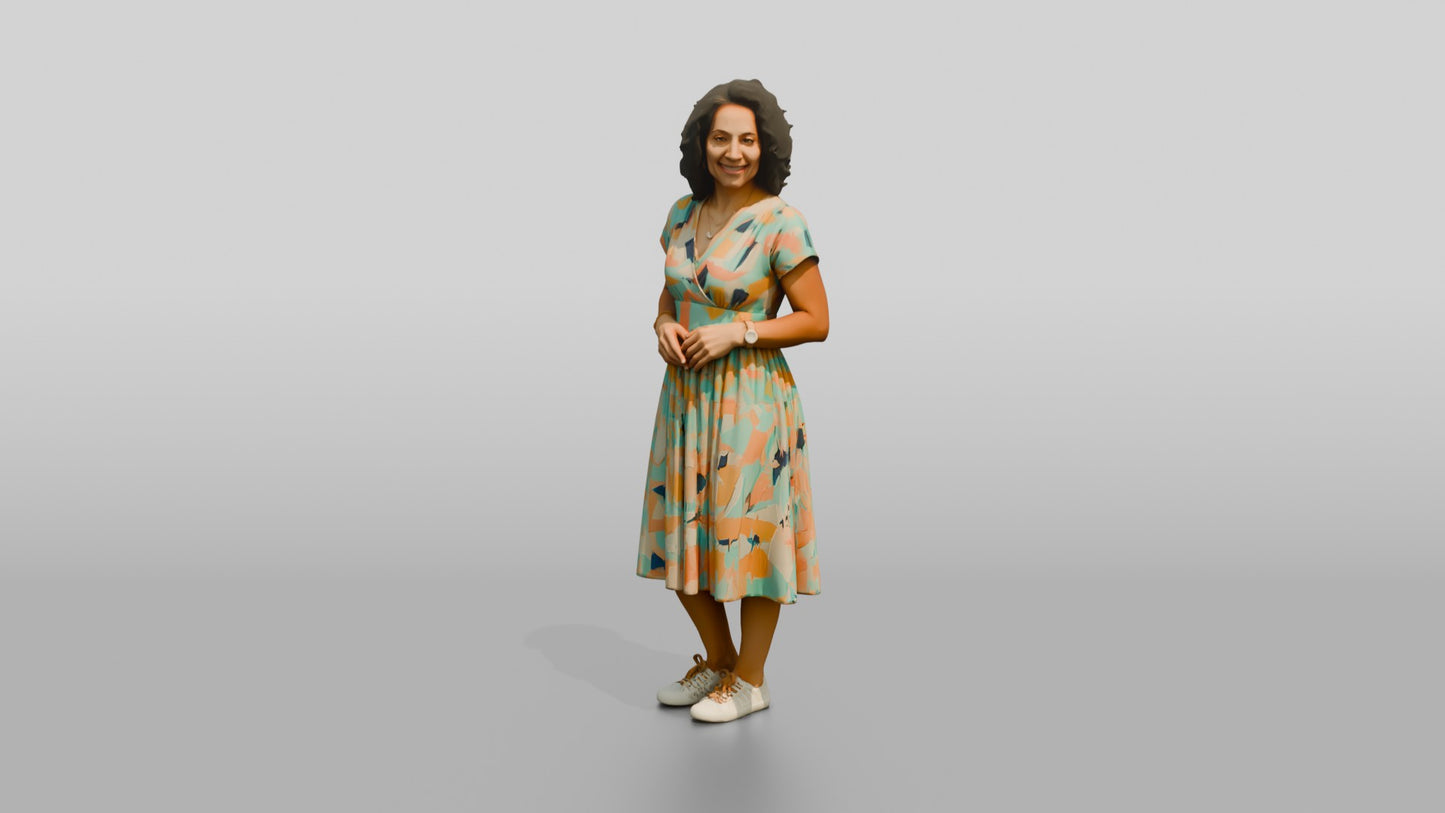 Colombian Woman in Vibrant Sun Dress