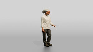 Chef Admiring a Seafood Tower - 3D character model, view 1