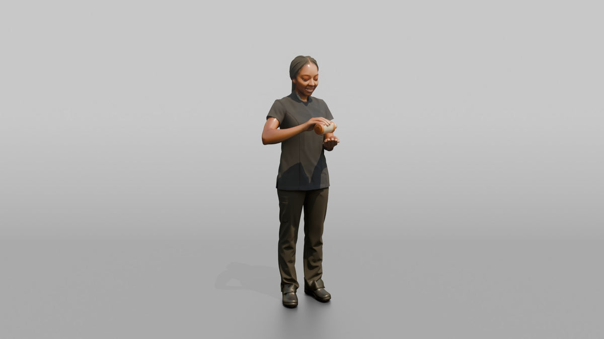 Massage Therapist Man Applying Massage Oil To Open Palms - 3D character model