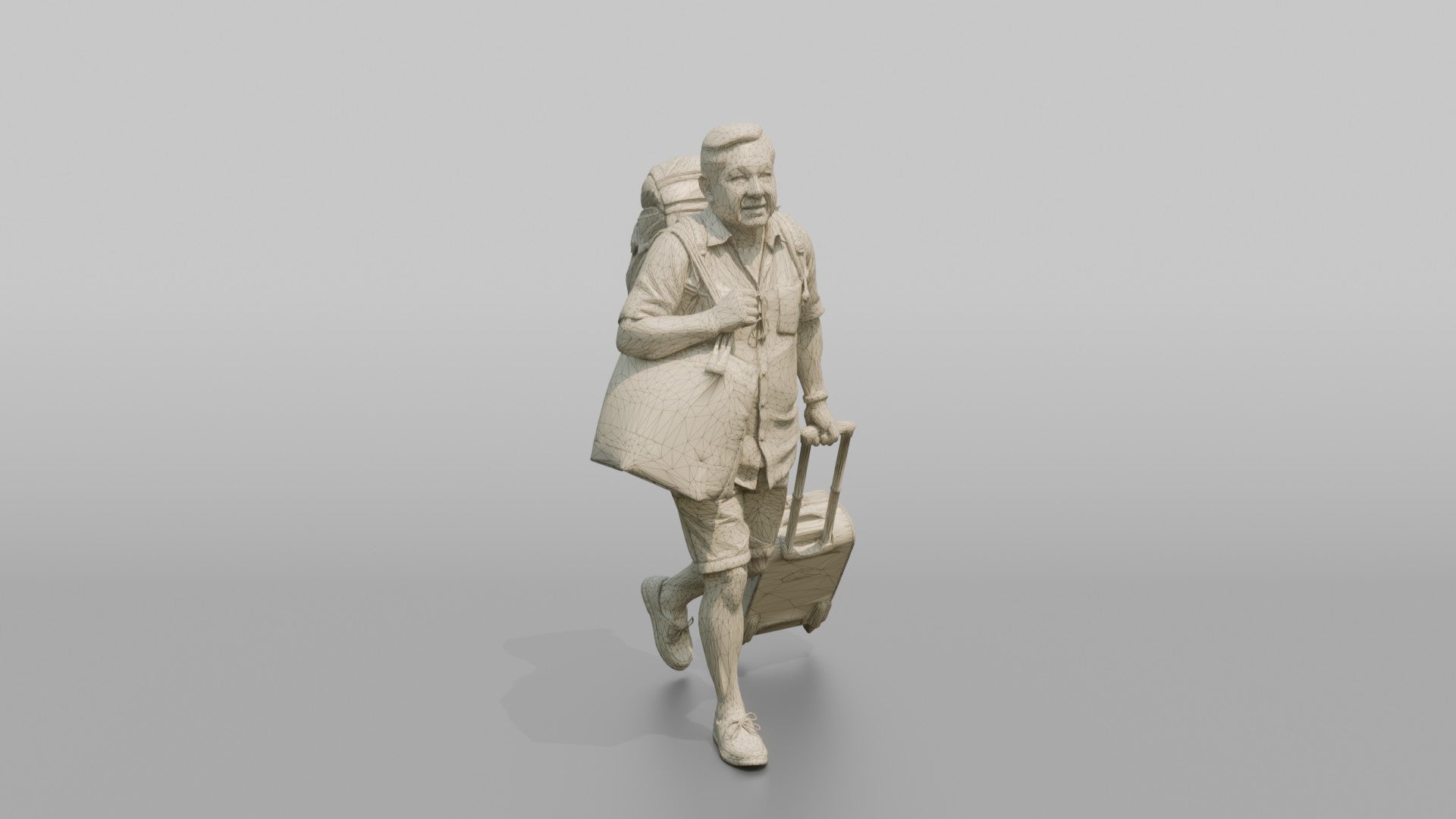 Traveler Jogging Late For A Flight