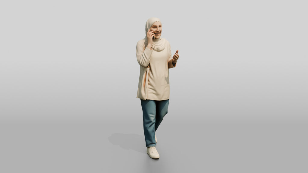 Young Persian Woman in Hijab Talking on Her Phone