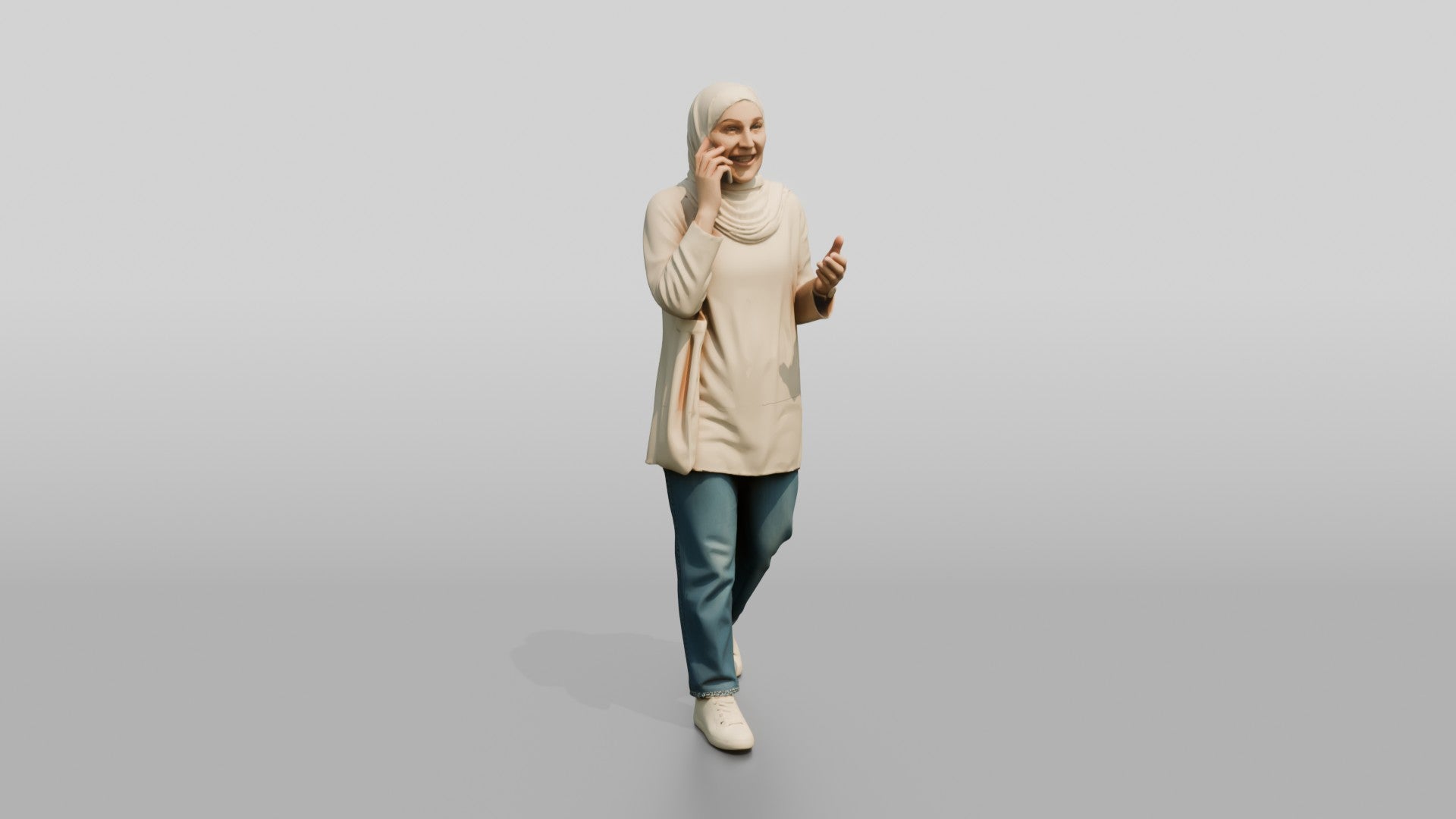 Young Persian Woman in Hijab Talking on Her Phone