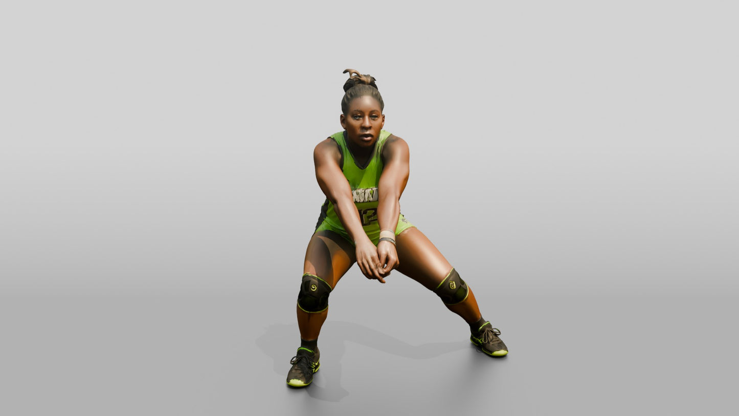 Black Female Volleyball Player in Neon Green Uniform