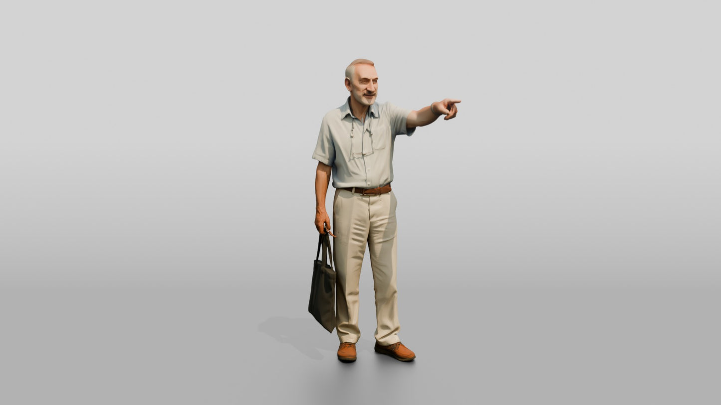 Elderly Tall Croatian Man Pointing at the Distance