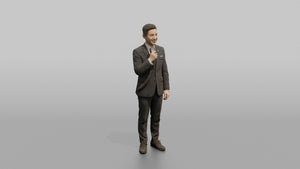 Black Flight Attendant Placing a Bag in the Overhead Bin - 3D character model, view 1