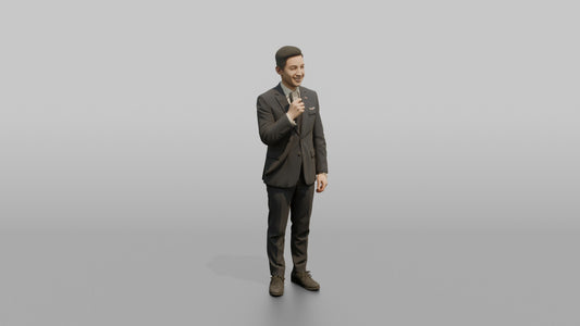Black Flight Attendant Placing a Bag in the Overhead Bin - 3D character model, view 1