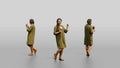 Woman with a Cocktail in an Olive Dress