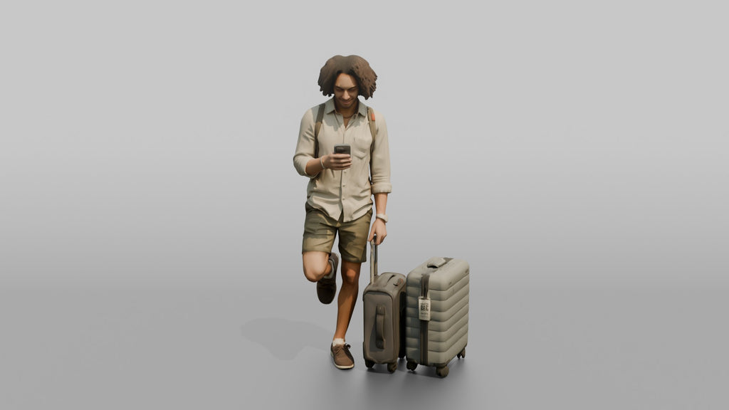 Traveler Leaning Against A Pillar