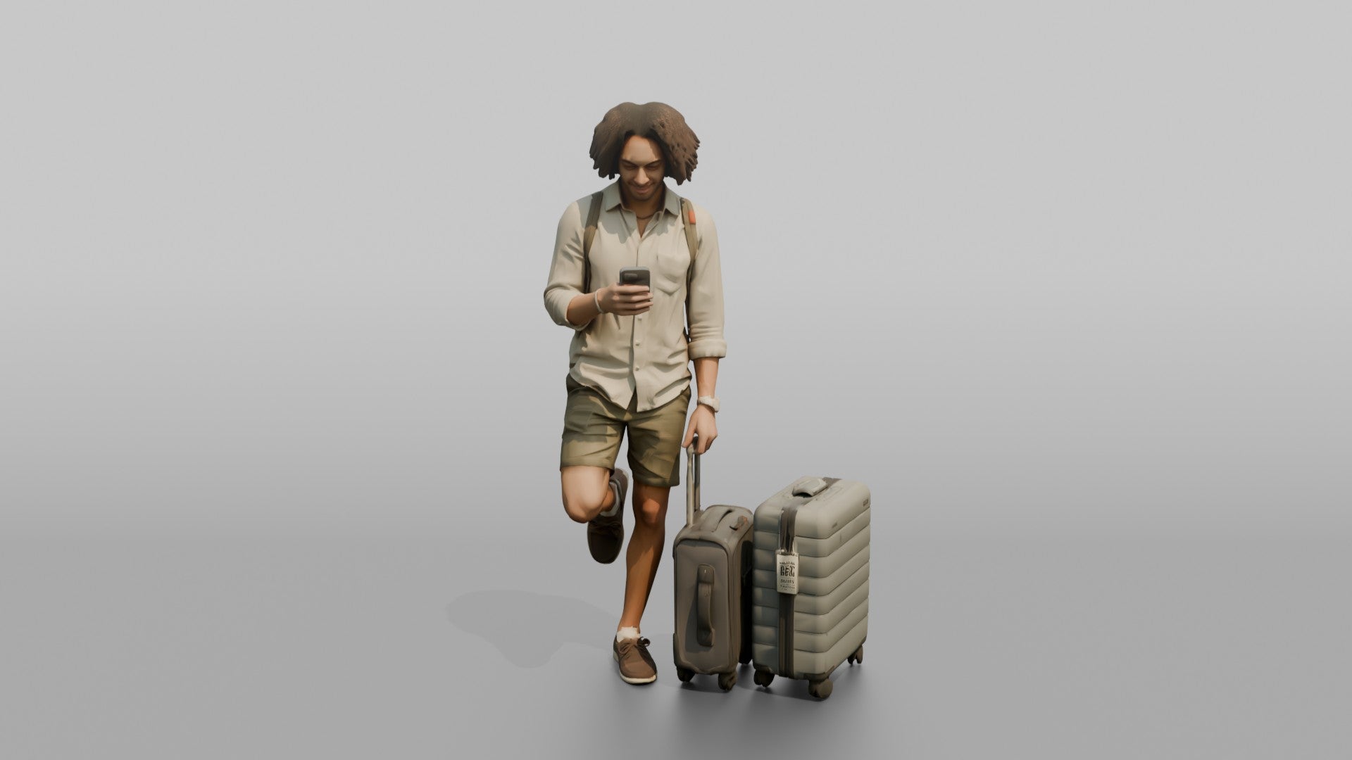 Traveler Leaning Against A Pillar