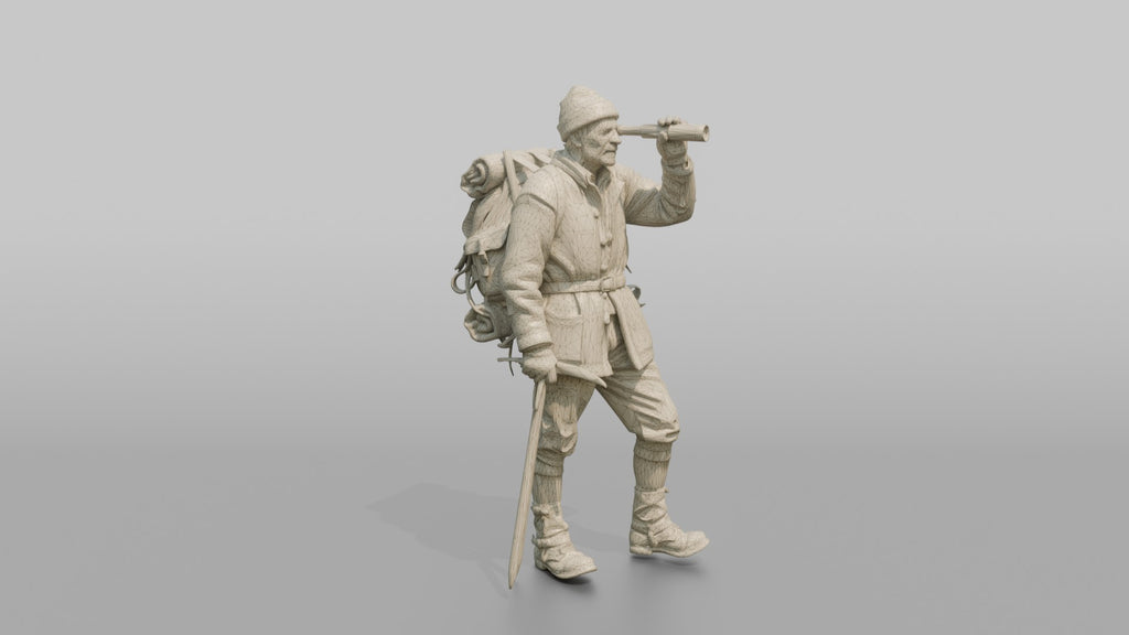 Mountaineer Looking Through a Monocular