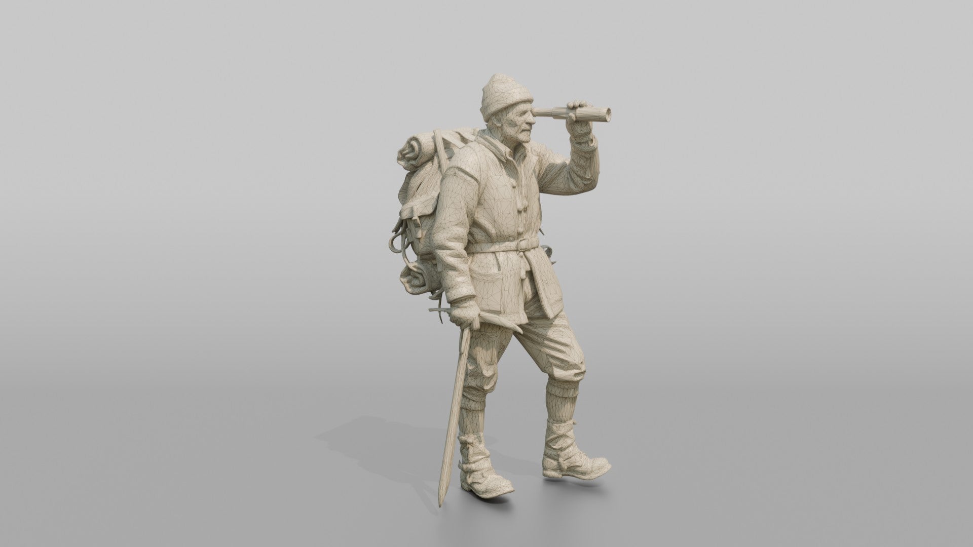 Mountaineer Looking Through a Monocular