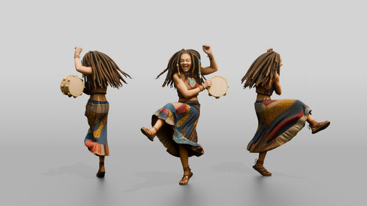 Bohemian Dancer Playing a Tambourine - 3D character model