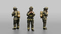 Firefighter Woman Adjusting Her Face Mask Regulator