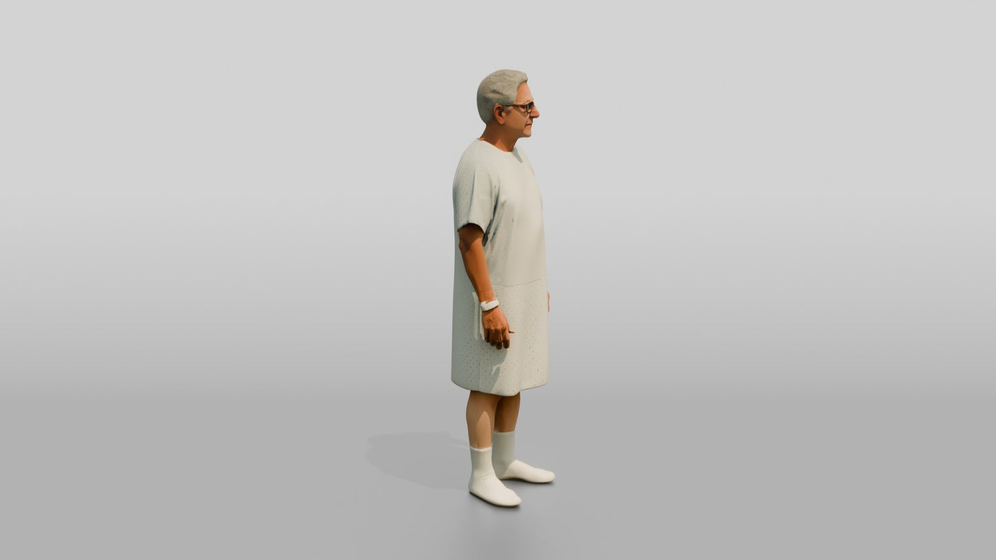 Elderly Man Patient Standing in a Gown