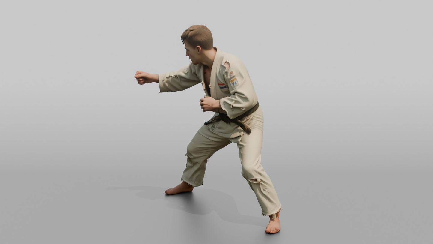 Judo Practitioner Tense Clinch Control Stance