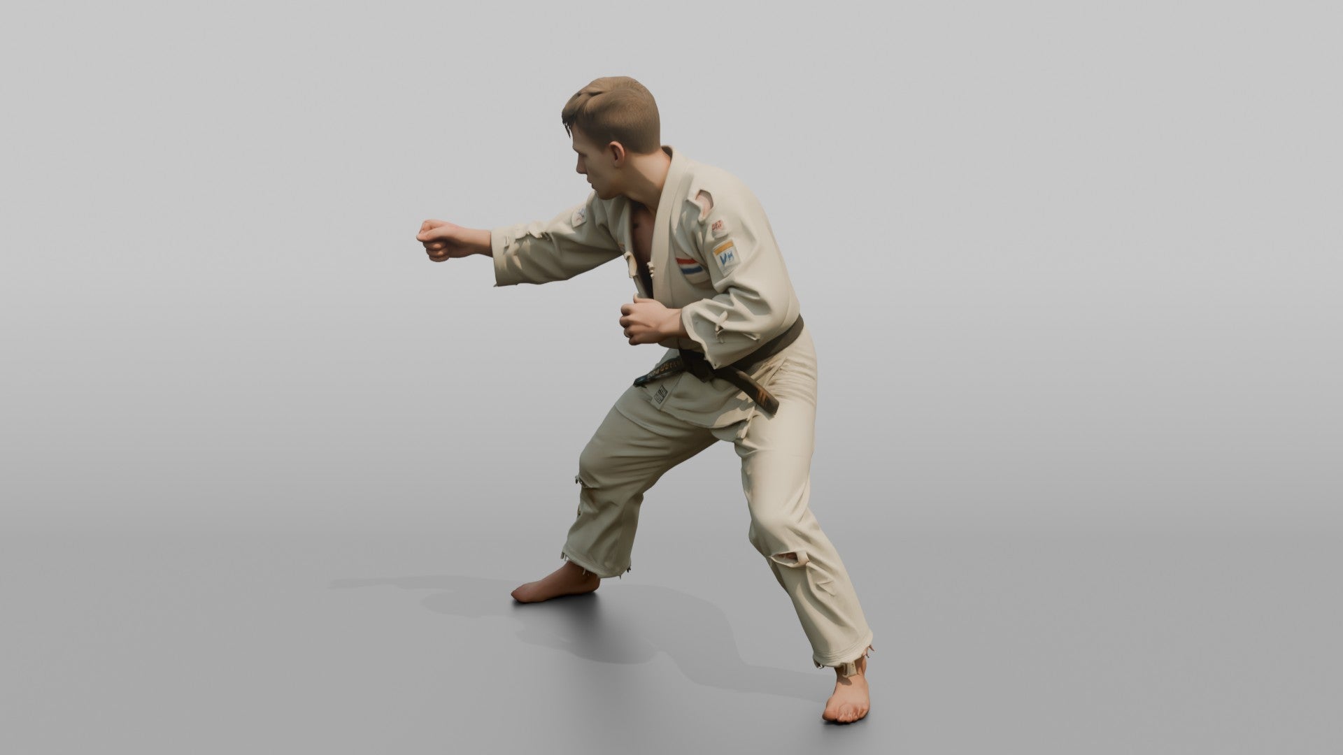 Judo Practitioner Tense Clinch Control Stance