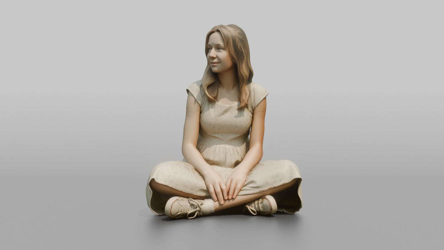 British Teenage Girl Sitting in a Summer Dress