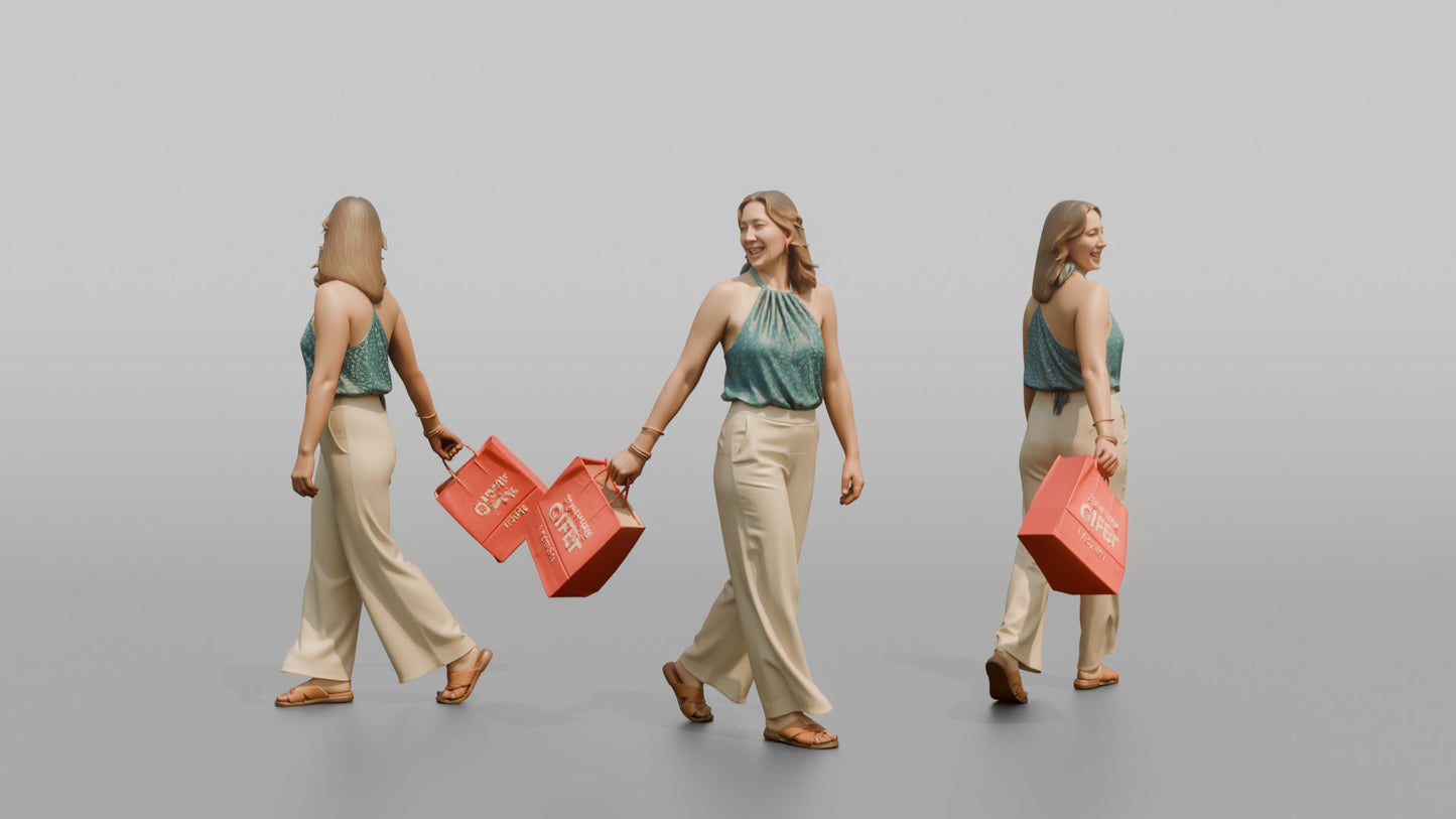 Vacationer Wearing Halter Top And Flared Summer Pants