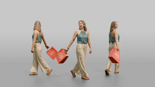 Vacationer Wearing Halter Top And Flared Summer Pants - 3D character model