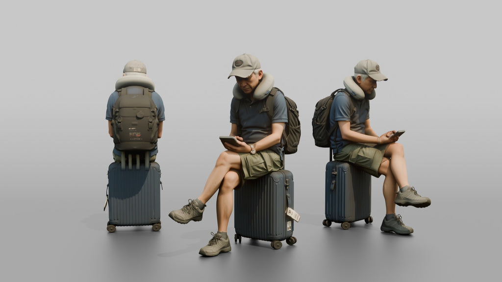 Traveler Resting On His Suitcase