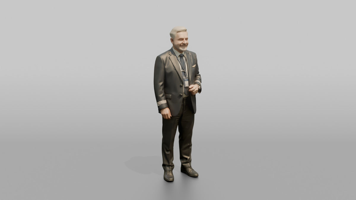 Middle Eastern Flight Attendant Holding a Beverage Menu - 3D character model, view 1
