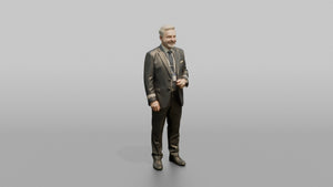 Middle Eastern Flight Attendant Holding a Beverage Menu - 3D character model, view 1