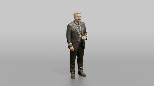 Middle Eastern Flight Attendant Holding a Beverage Menu - 3D character model, view 1