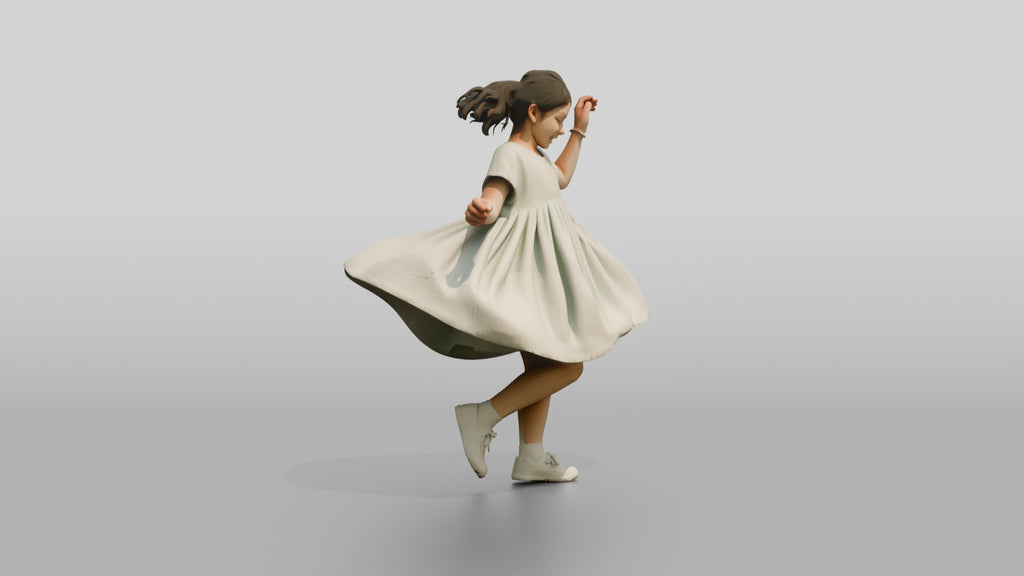 Girl Twirling in Mint Green Dress