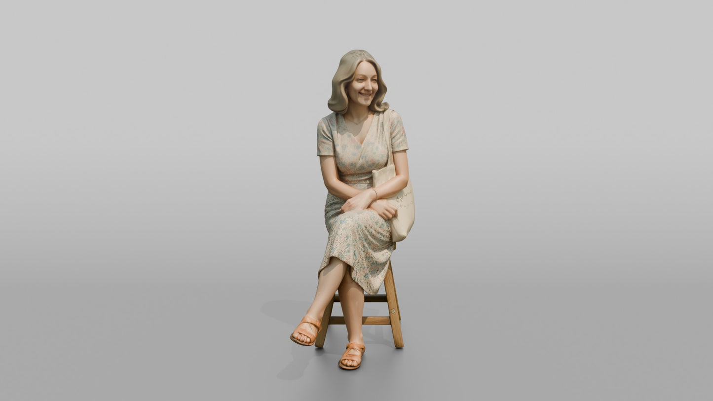 British Woman Seated in a Floral Summer Dress