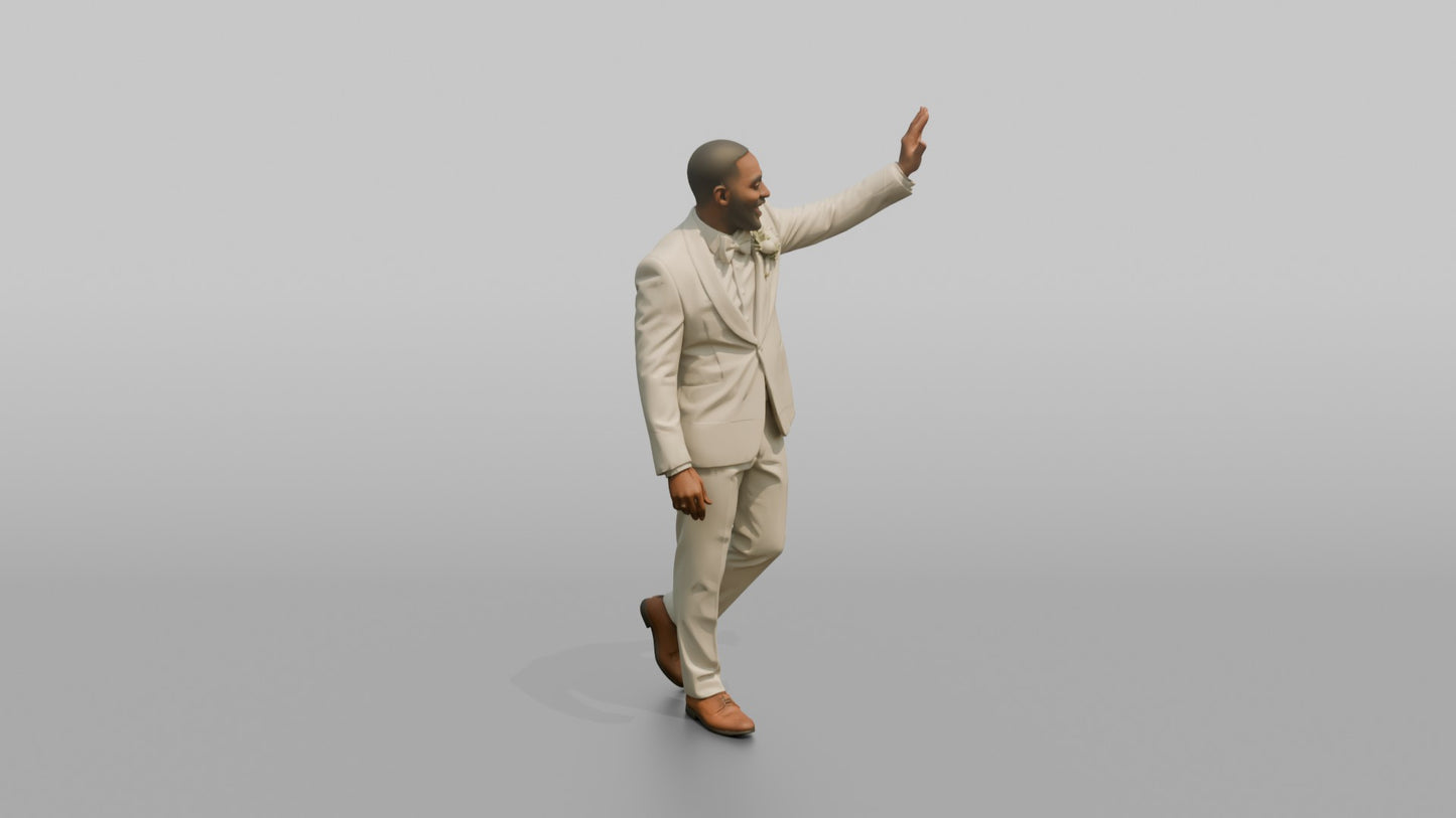 Black Groom High-Fiving an Invisible Guest