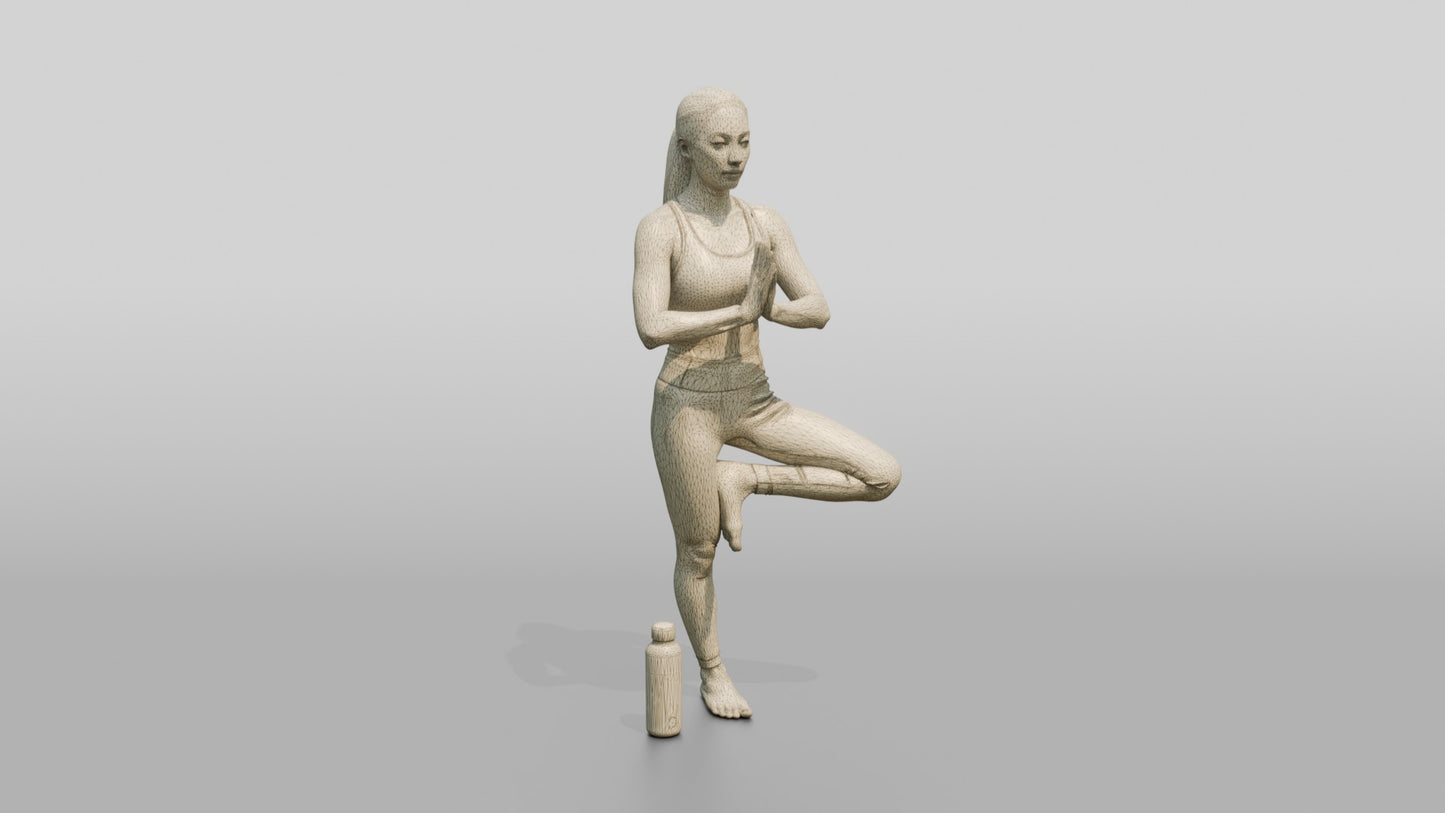 Tree Pose Woman Prayer Hands