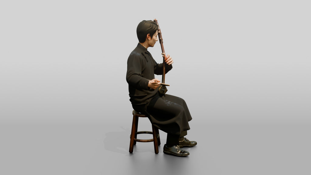 Erhu Player Bowing Traditional Instrument