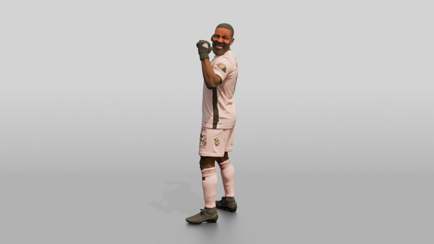 Soccer Player Pointing to Jersey Name