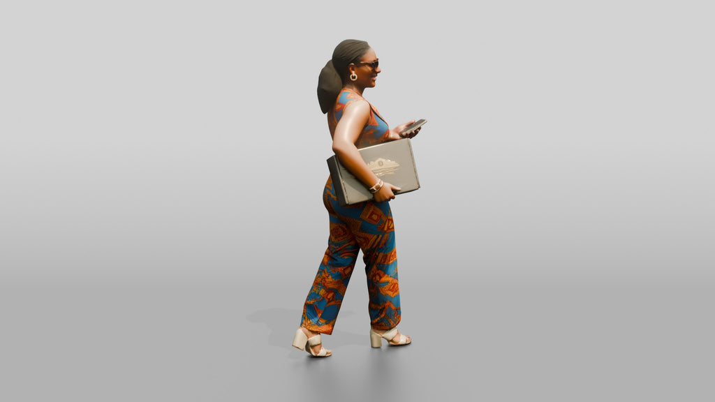 Curvy African Woman in an Ankara Print Jumpsuit